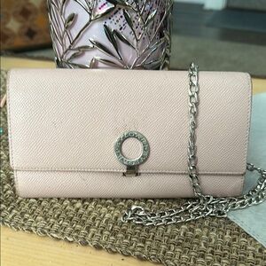 Bvlgari Pink and Silver Wallet with Metallic Clasp